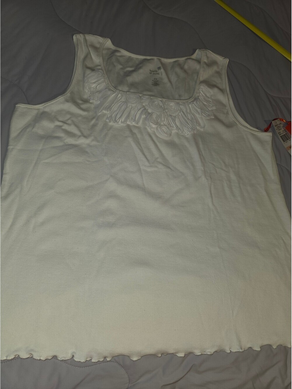 Heart Of Palm - New - White Sleeveless Ruffle Tank Top Size 2X